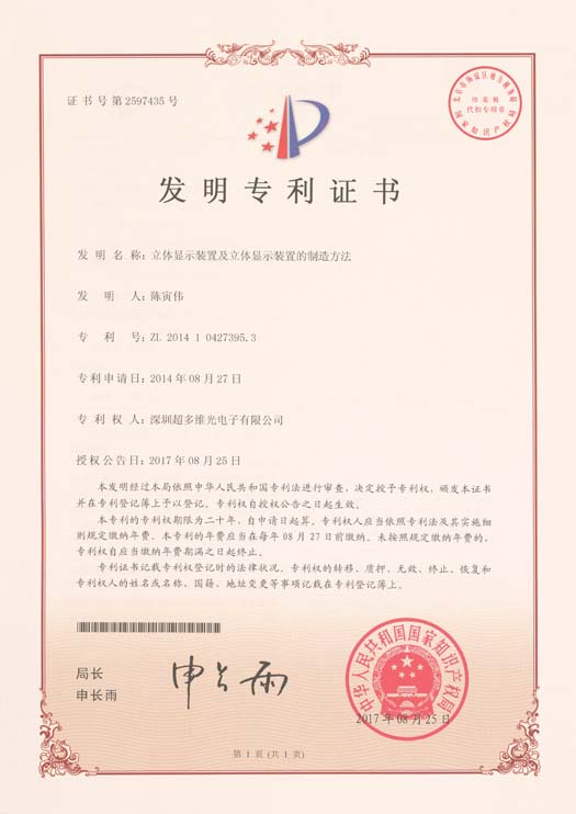 立体显示装置及立体显示装置的制造方法